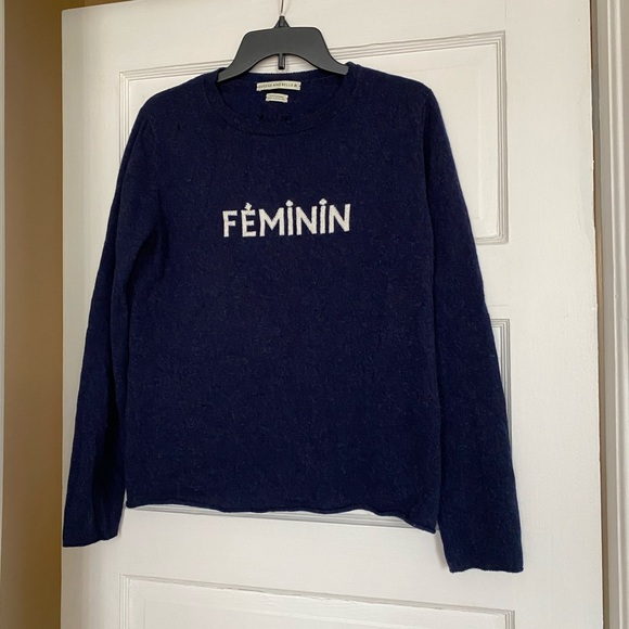 QUEENE AND BELLE 100% CASHMERE NAVY BLUE SWEATER FEMININ Large - Picture 3 of 10